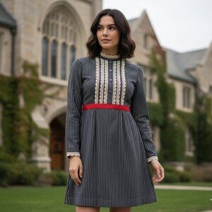 Vintage Stanbury by Century Pinstripe High Neck Mod Dress Uniform M Costume